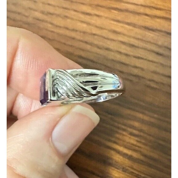 Sterling Silver 925 Amethyst Womens Size 5.75 Purple Stone Channel Set - Picture 5 of 10